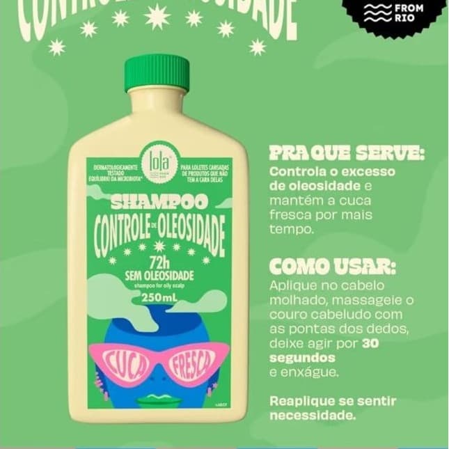 Shampoo Controle de Oleosidade Cuca Fresca 250ml Lola Cosmésticos Val 01/28 Vegano.