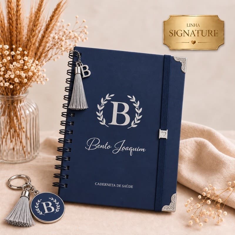 Caderneta de Vacinação e Saúde Personalizada com Nome do Bebê Linha Signature