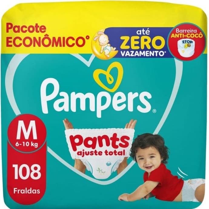 Fralda Pampers Pants Ajuste Total M 108 Unidades – 6kg a 10 kg Shortinho