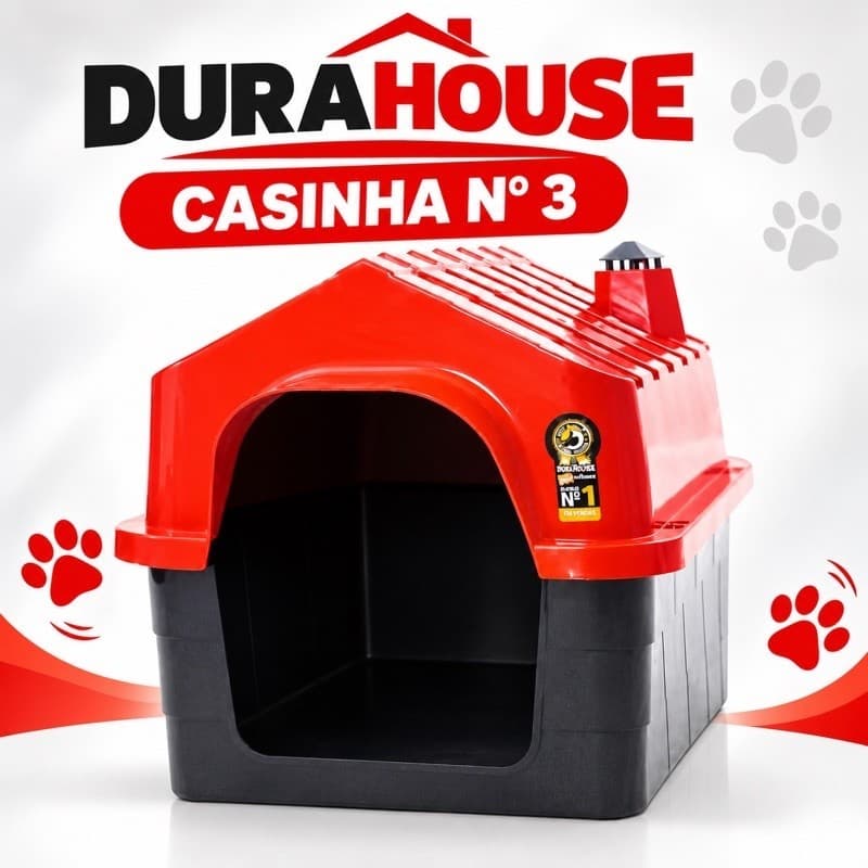 Casinha de Cachorro DURAHOUSE Casinha Nº 3 em Plástico Vermelha e Preta