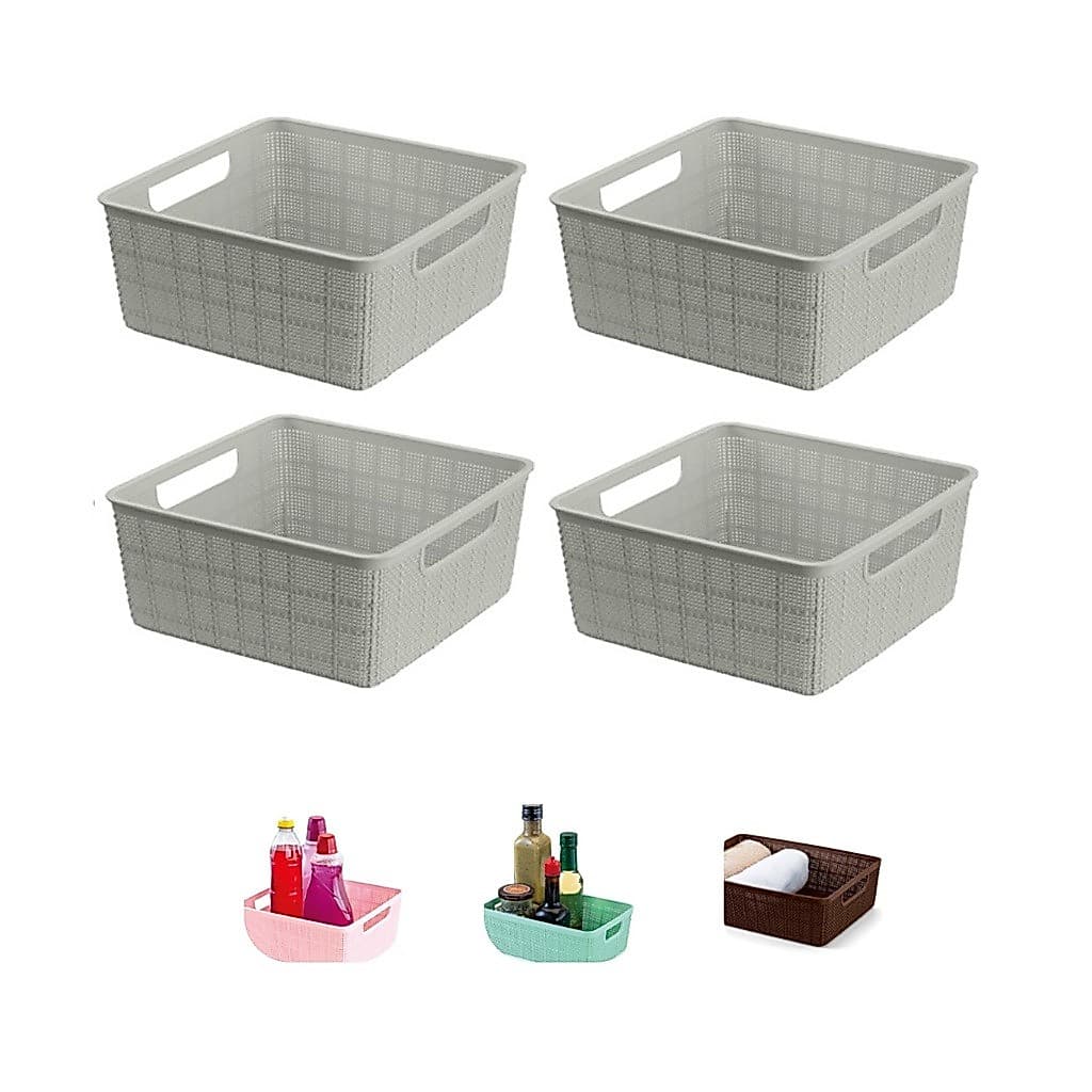 Kit 4 Cestos Decorativos Rattan Multiuso Organização Cozinha Banheiro 4,5L