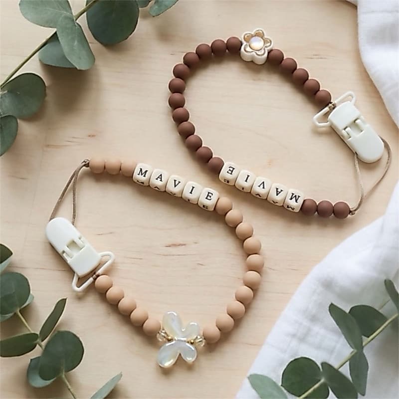 Prendedor de Chupeta Personalizado com Nome do Bebê Menino Menina | Prendedor de Bico personalizado