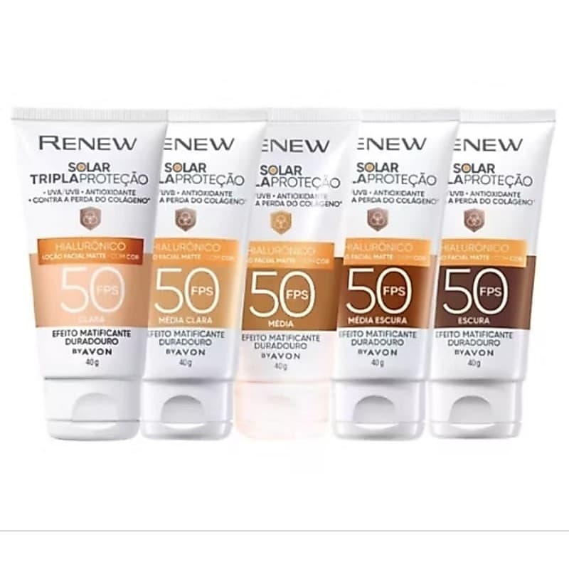 Protetor Solar Facial Renew Solar com Cor FPS50 – Avon  40g