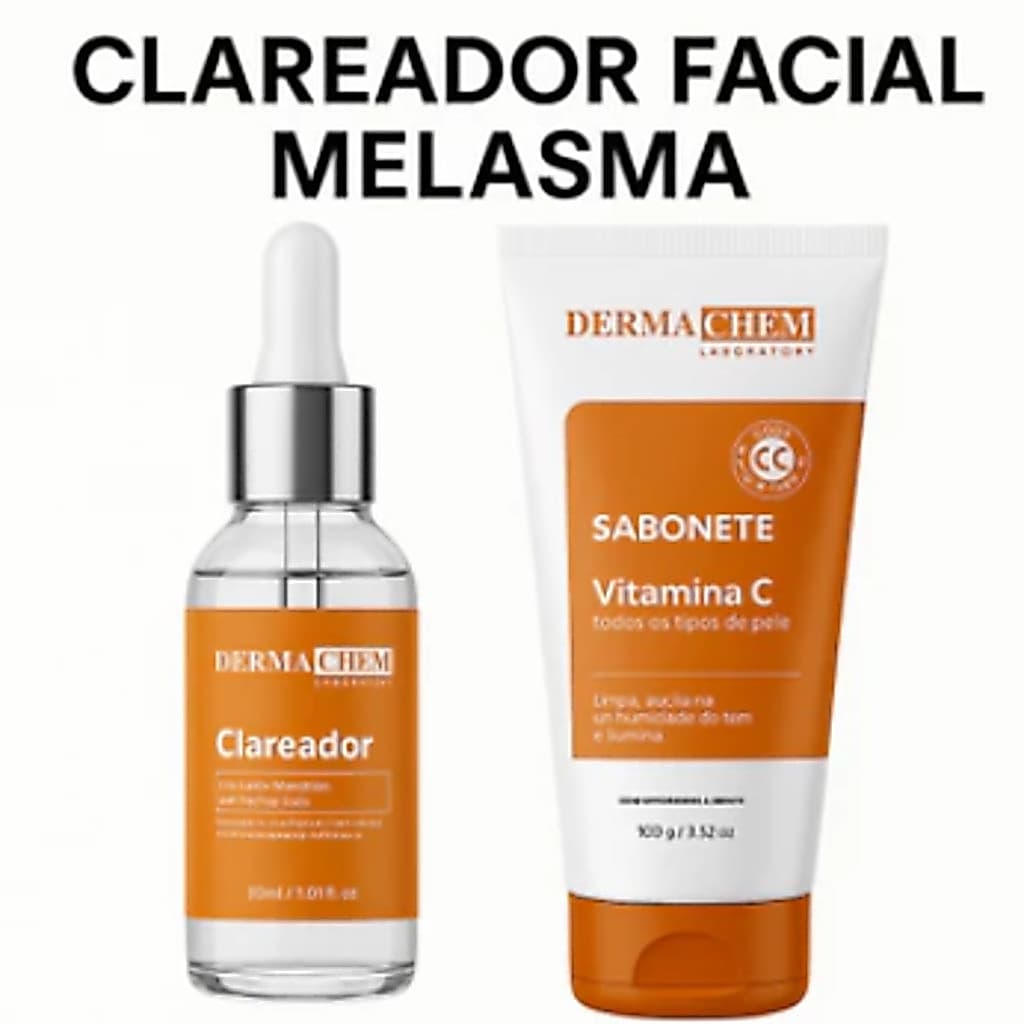 Adeus Manchas! Kit2 Clareador com Sabonete Vitamina C + Sérum Potente – Para Todos os Tipos de Pele