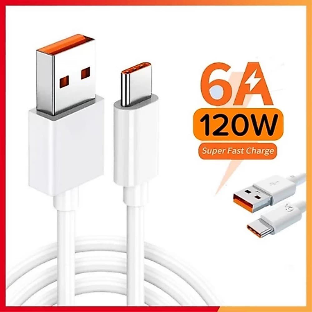 Cabo De Carregamento Rápido Turbo Extremo De 120w Usb Tipo-c 6a Para Todos Os Telefones Xiaomi