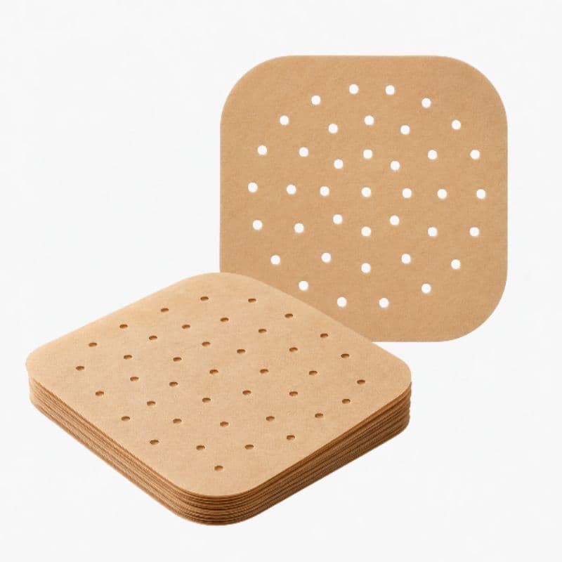Papel Manteiga Perfurado Para Air Fryer Quadrado 21,5cm Antiaderente Forro Protetor Descartável Fritadeira Sem Óleo