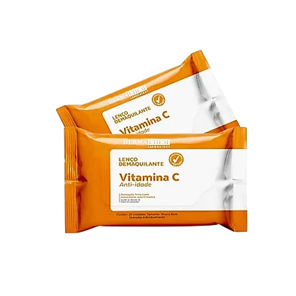 Kit Com 2 Dermachem Lenço Demaquilante Vitamina C Anti-idade