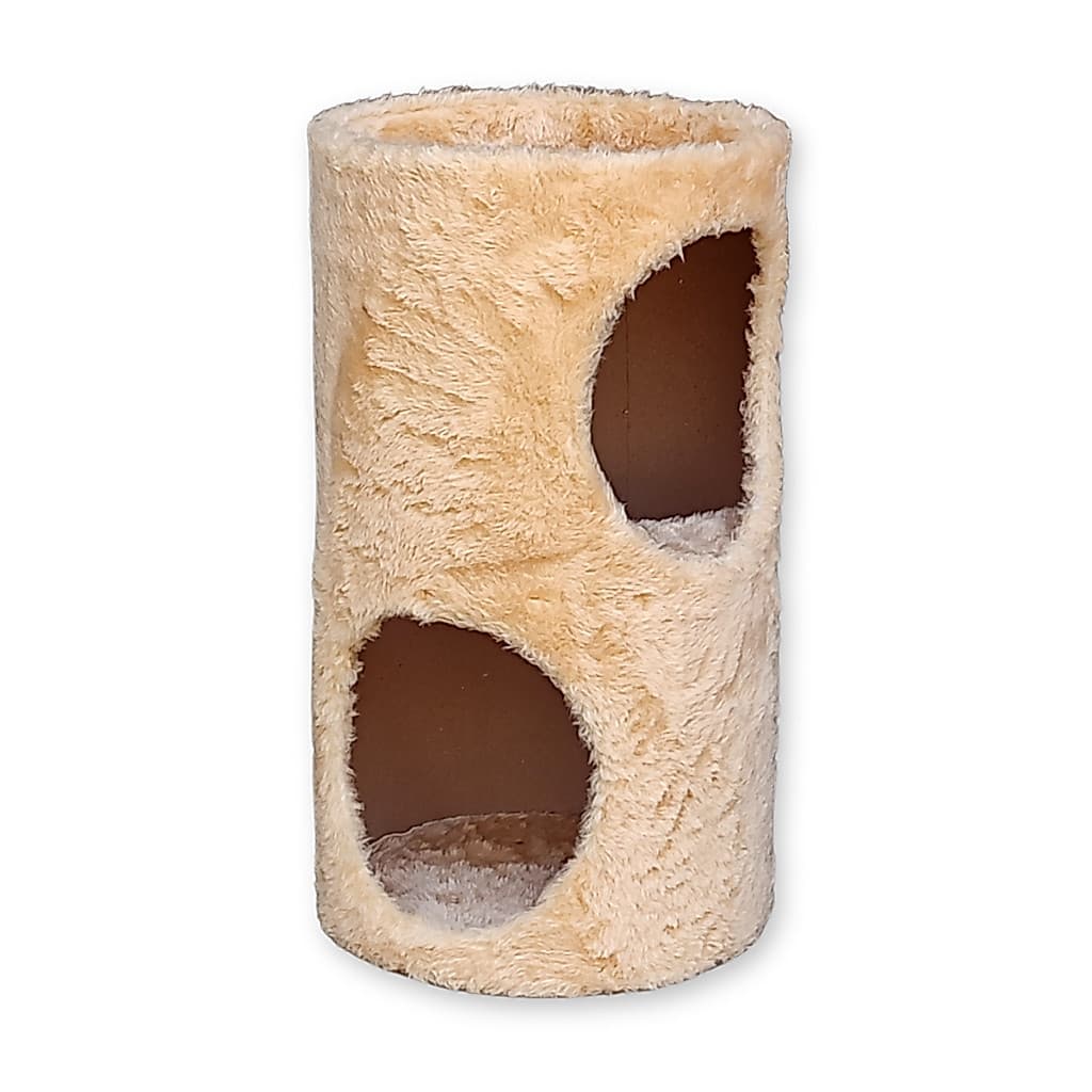 Arranhador Toca para Gatos Tunel Duplo Casa de Sisal MDF 2 Andares Cama Casinha