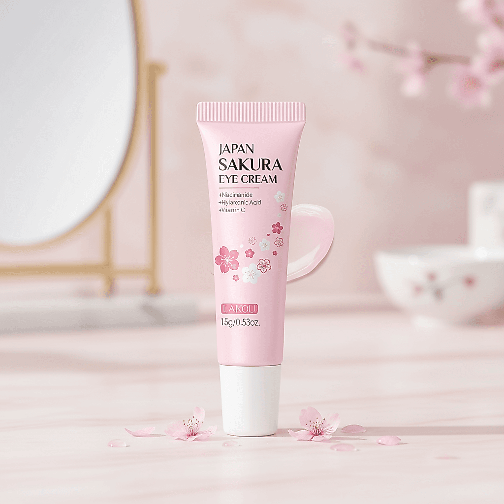  LAIKOU Sakura Creme para os Olhos 15g - Antirrugas, Anti-idade, Clareia Olheiras, Reduz Linhas Finas e Bolsas