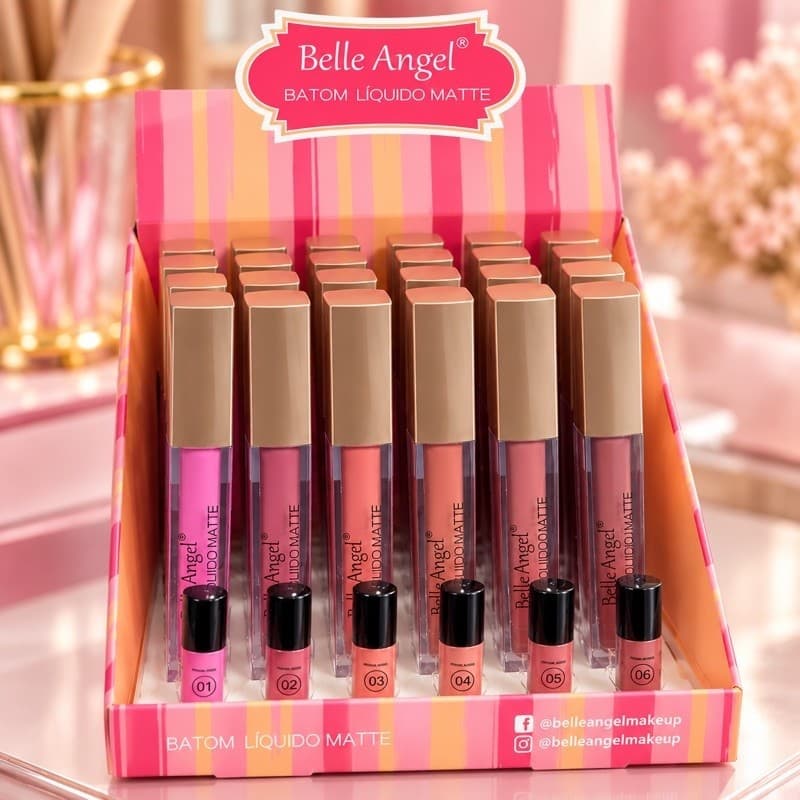 Batom Líquido Matte Belle Angel – 6 Cores de Batom