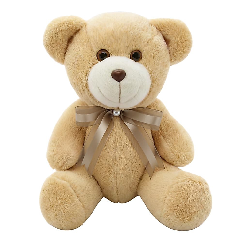 Urso De Pelúcia Articulado 20cm Sentado Com Laço Decorativo Infantil