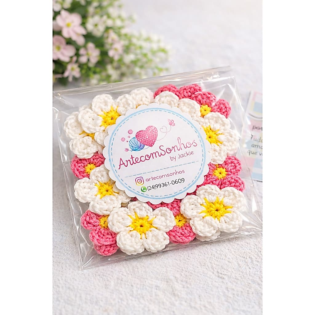 Kit Florzinhas em Crochê Artesanais | Aplique para Lembrancinhas, Laços e Amigurumi