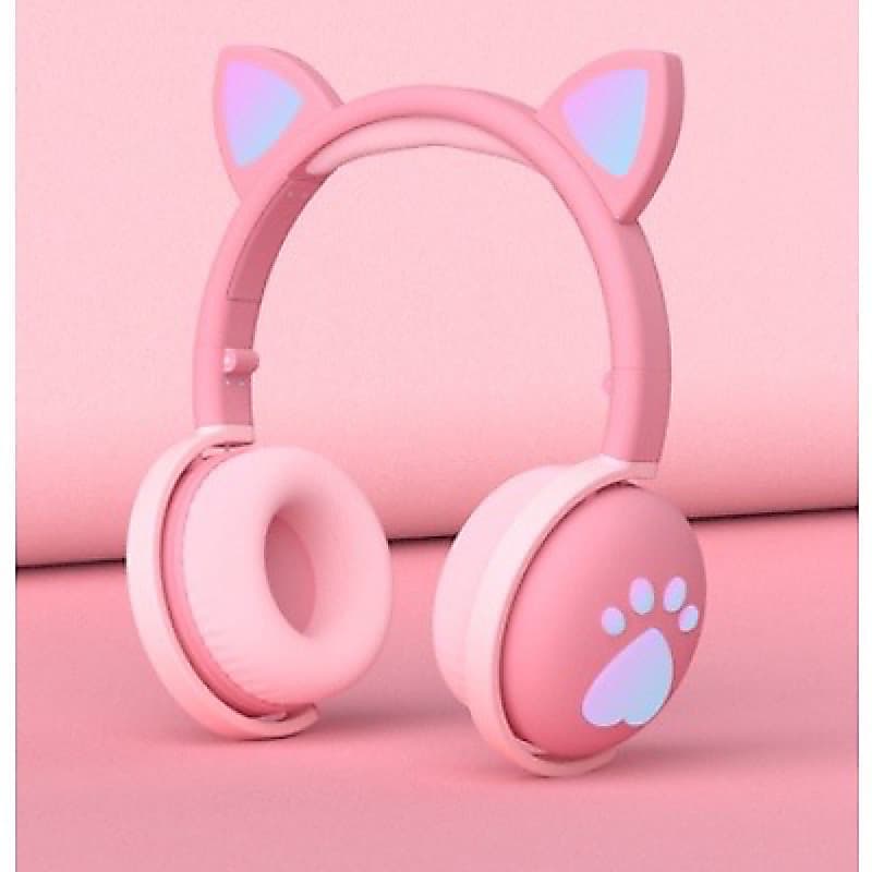 Fone Bluetooth Criança Orelhas De Gato Bonito Com Luz LED Dobrável Para Crianças Sem Fio Fones De Ouvido Bluetooth