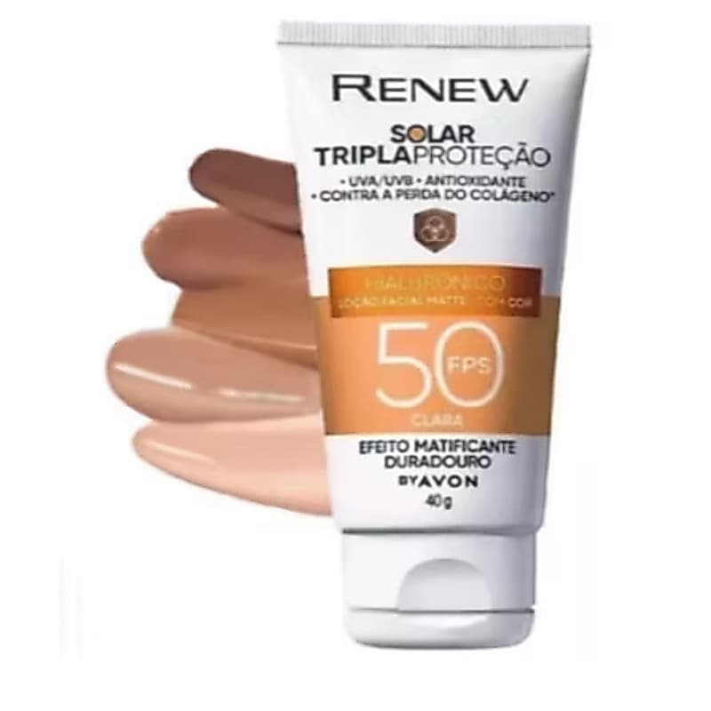 Renew protetor solar facial com cor  fps 50 uva+uvb 40g