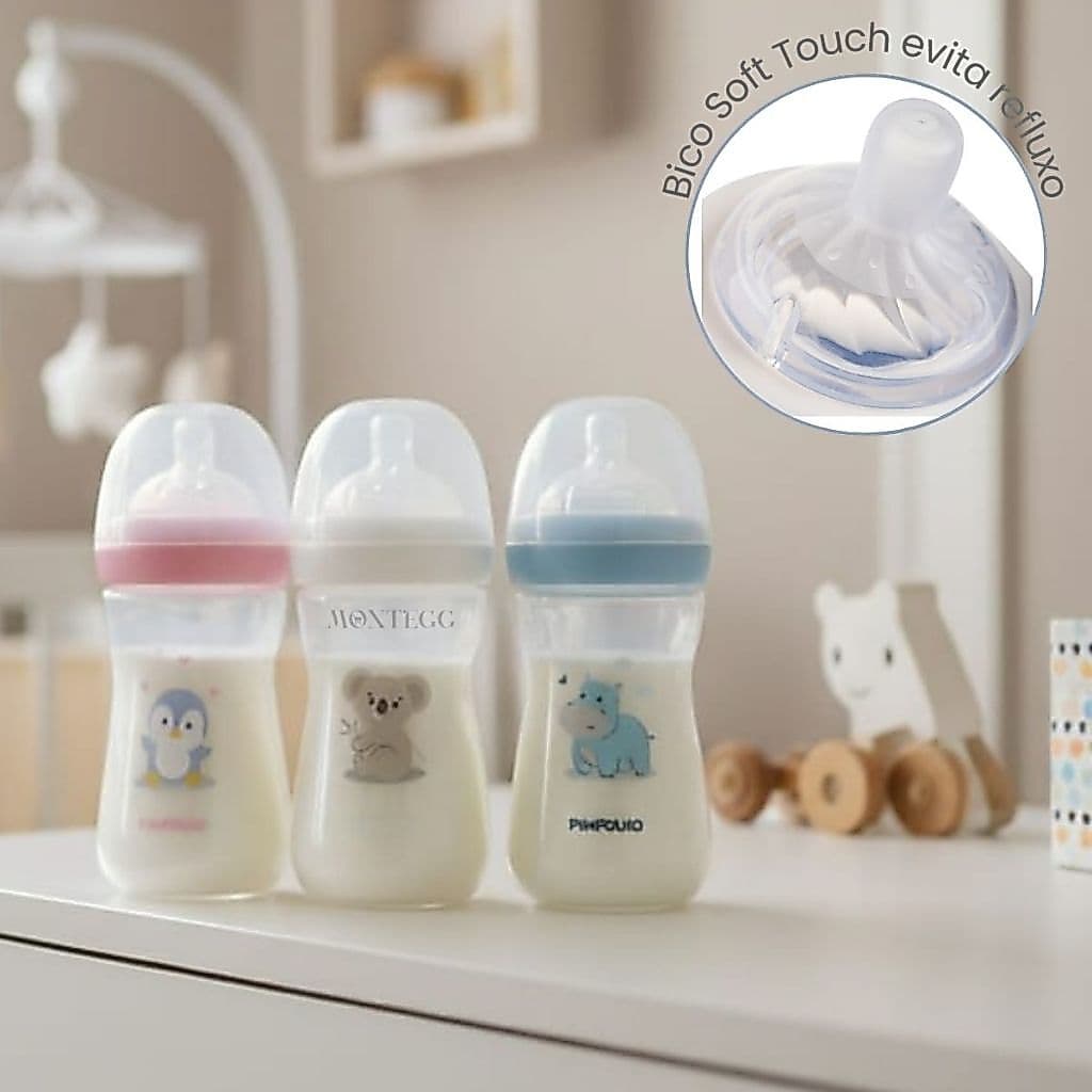 Mamadeira Pimpolho Serena 260ml +2meses Mamadeira Anticolica Antirefluxo Mamadeira Bebe Bico Petala
