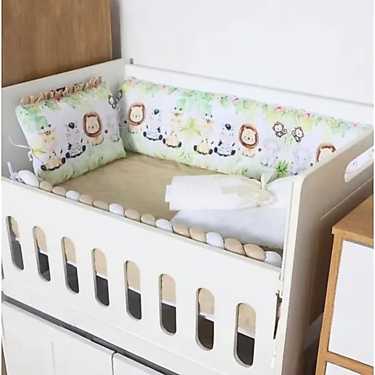 Kit de Mini Berço 10 Peças Completo com Edredom, Mosquiteiro e Lençol com Elástico – Enxoval Bebê