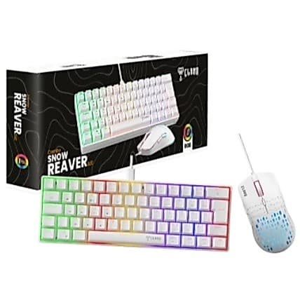 Teclado Mecânico 60% Abnt2 Switch Red + Mouse 6 Botões Clanm Branco