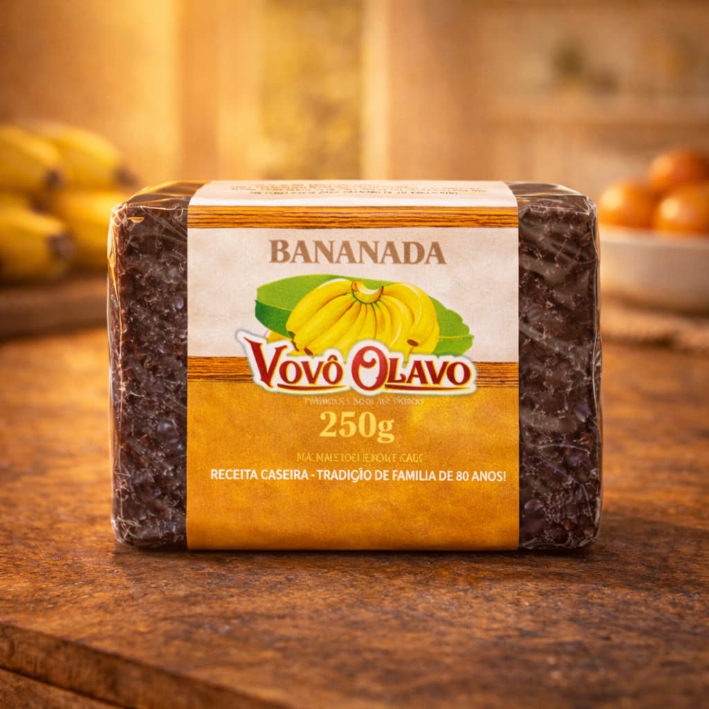 Bananada Vovô Olavo 250g Doce de Banana Tradicional Gourmet Sobremesa
