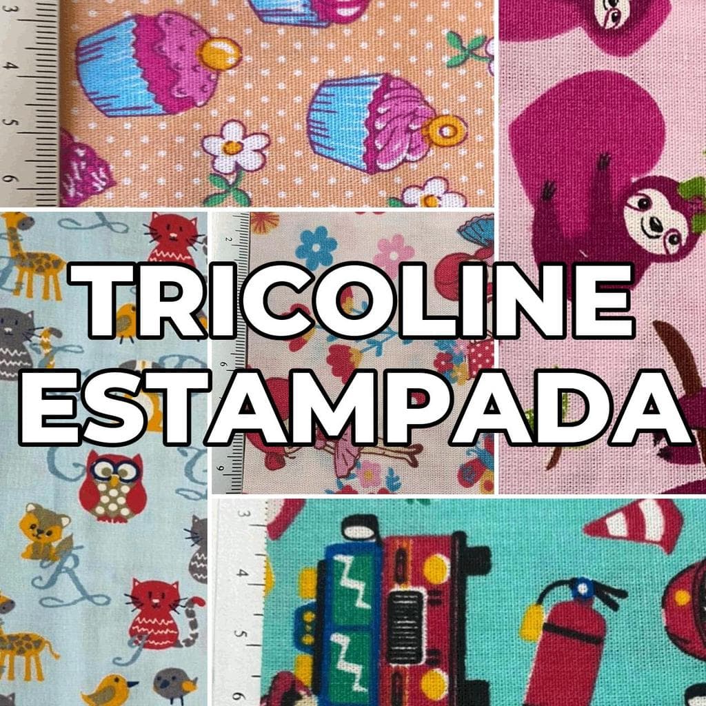5 Metros Tecido Tricoline Estampada - Ideal para Patchworks, Artesanatos, Confeccao (5m x 1,50m)