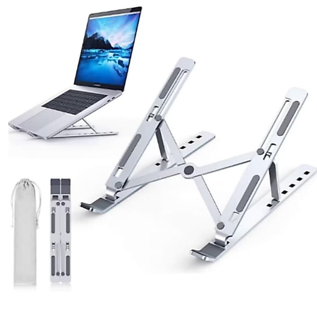 Suporte p/ Notebook Dobrável de Ferro / plástico– Ergonômico, Ajustável, Portátil e Super Resistente