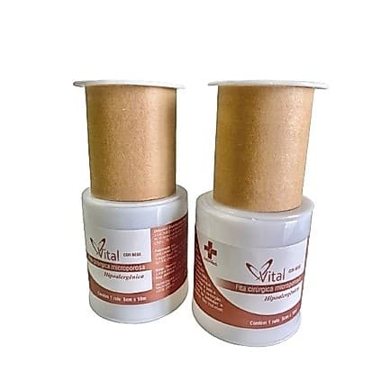 Kit C/2 Fitas Micropore Bege 5cm x 10 Metros - Vital