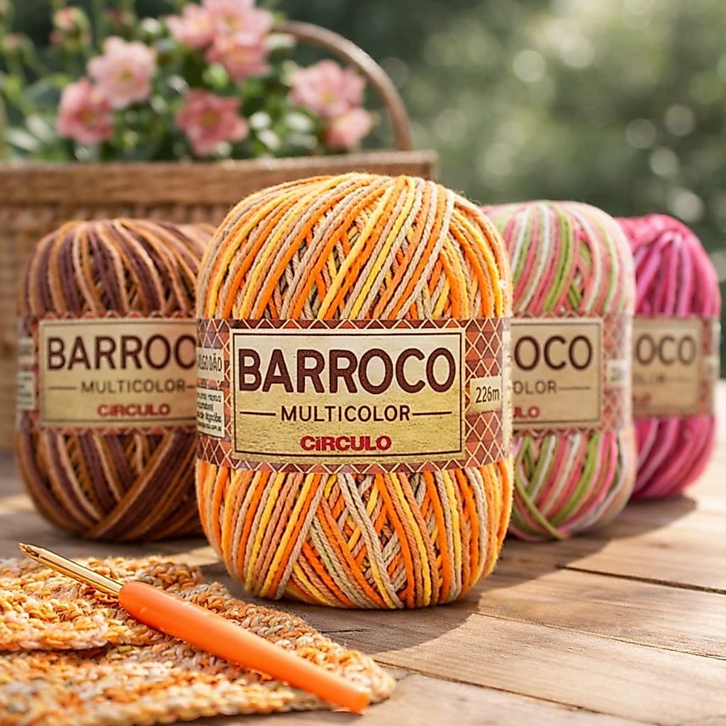 Barroco multicolor circulo 400g fio 6 100% Algodão - Fio de Crochê - Barbante Colorido para Crochê