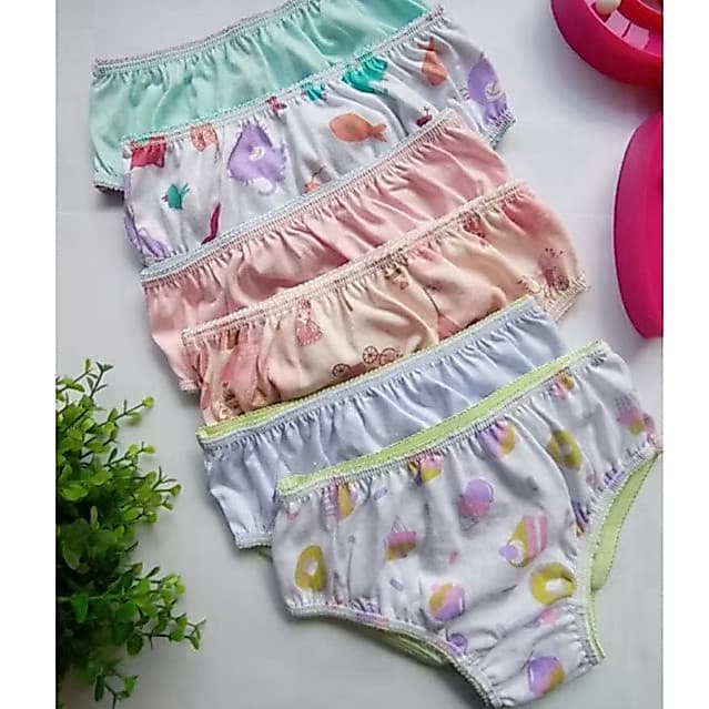 Kit 10 Calcinha Infantil De 01 a 12 Anos 100% Algodão Calcinhas Infantis Tampa fralda Menina Estampas Sortidas barata