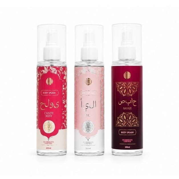 KIT 3 BODY SPLASH ÁRABE 200ML | PERFUMES FEMININOS IMPORTADOS | ALTA FIXAÇÃO E PERFUME MARCANTE
