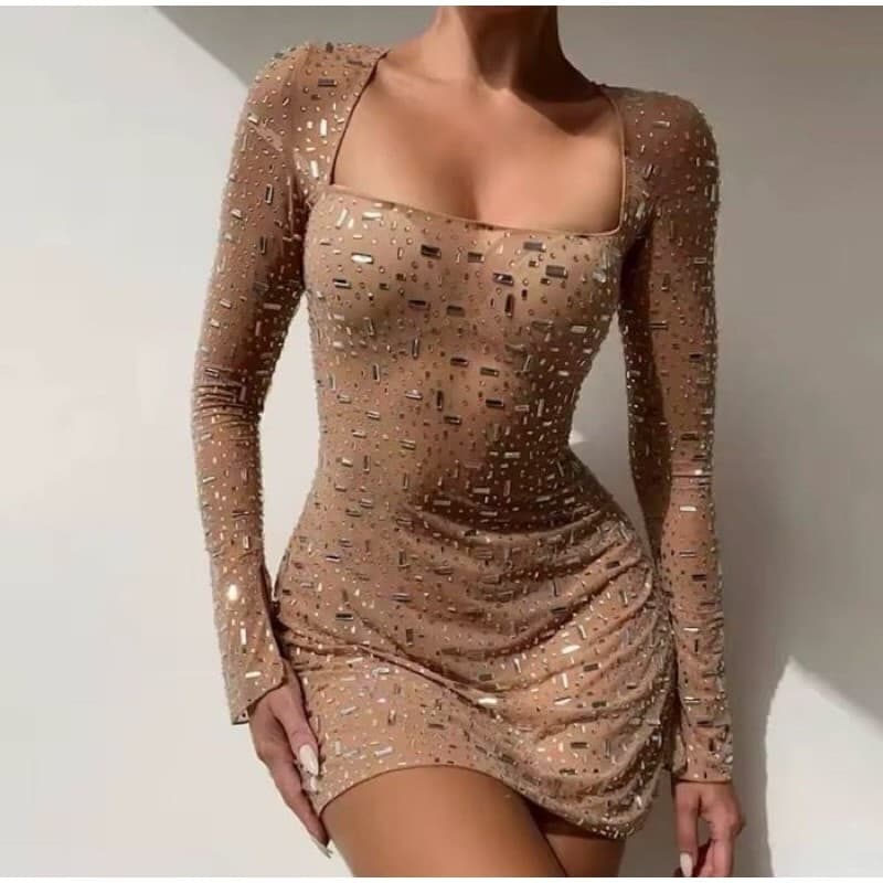 vestido feminino de tule com brilho vestido festa vestido nude