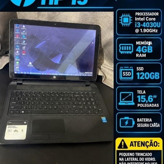 Notebook Hp 15  /4gb ram/ Ssd 120gb/ 15.6 Polegadas