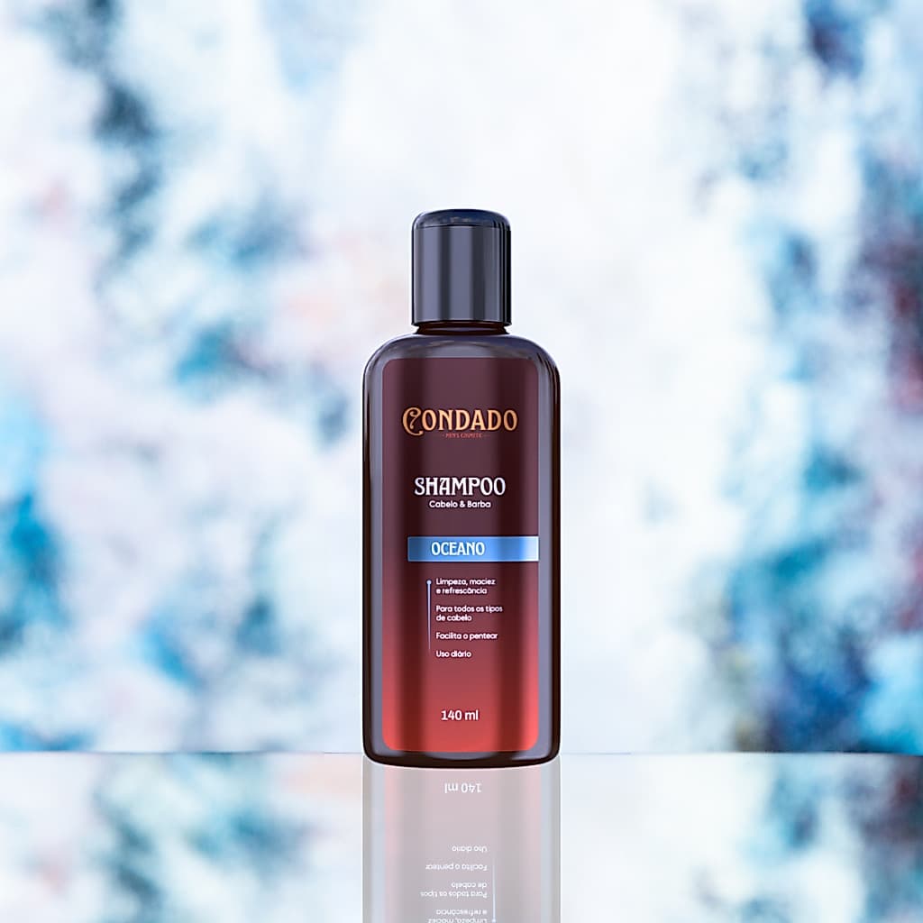 Shampoo Condado Oceano 140 ml Barba Cabelo Bigode Refrescante Hidratante Maciez Masculino