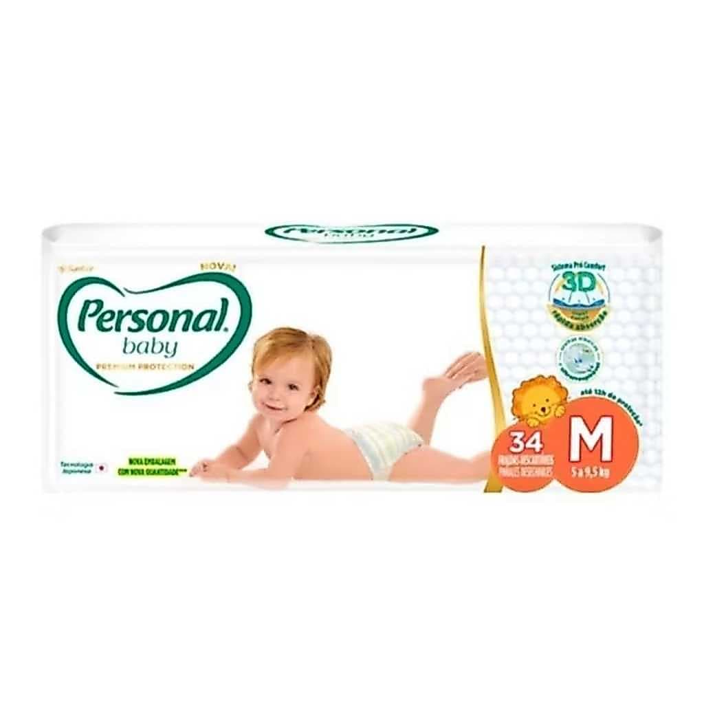 Fralda Descartável Personal Baby Premium Protection 34 Unidades – Tamanho M