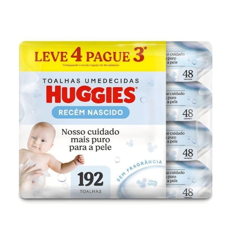 Lenços Umedecidos Huggies Puro e Natural - 192 lenços