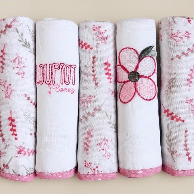 Kit 5 Fraldas de Pano para Bebê 100% Algodão 70x68cm Macias Absorventes Multiuso para Recém-Nascido