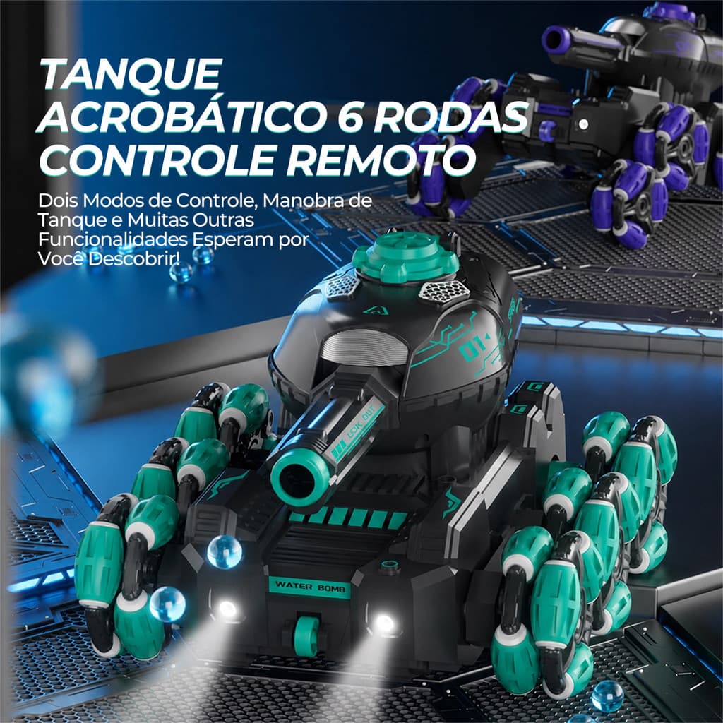 Brinquedo Carrinho Controle Remoto Tanque De Guerra Atira Bolinha Gel Brinquedo
