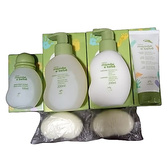 Kit Natura Mamãe Bebê  Presente, Colônia, Shampoo, Condicionador, Sabonete, Hidratante, Sabonete líq