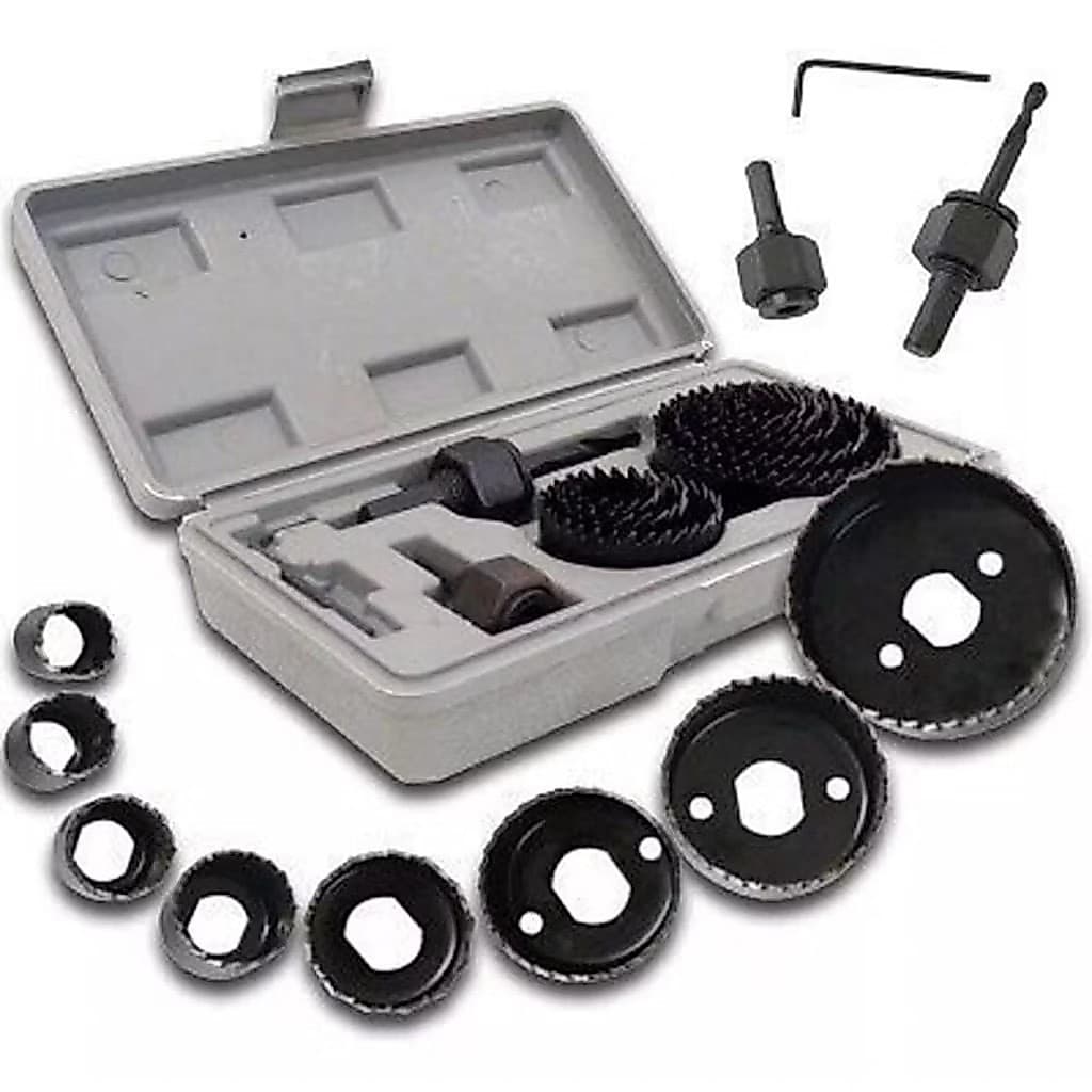 Kit Jogo Serra Copo 11 Peças Para Madeira Gesso Com Estojo