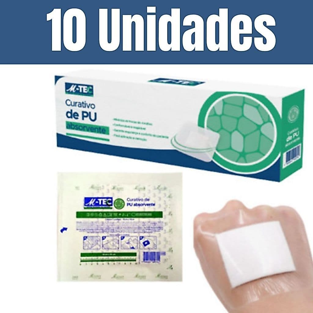 Kit 10 Curativos De PU Missner 10x10cm Espuma Absorvente Bandagem Adesiva De Feridas À Prova D'Água