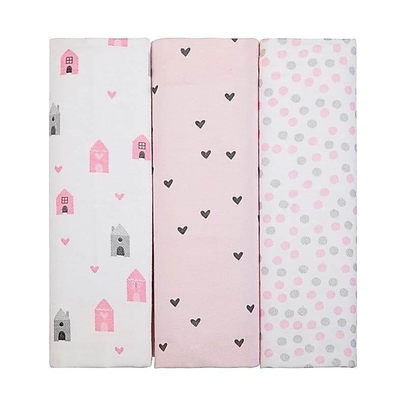 Manta Cueiro Flanelado Menina 80x80 Kit C/ 3 unidades Papi Composê