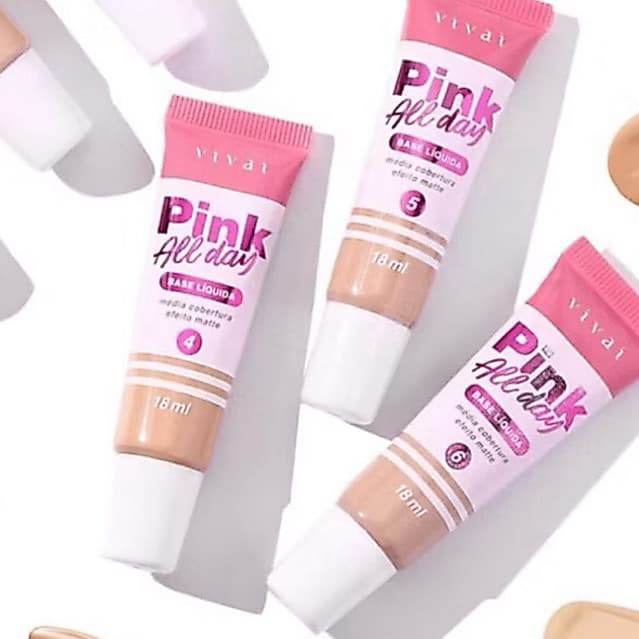 BASE LIQUIDA VIVAI PINK ALL DAY MEDIA COBERTURA EFEITO MATTE