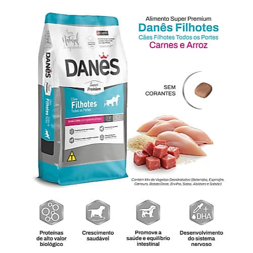 Ração Cachorro FIlhotes Danes Super Premium Carne Crescimento Saudável 10,1kg