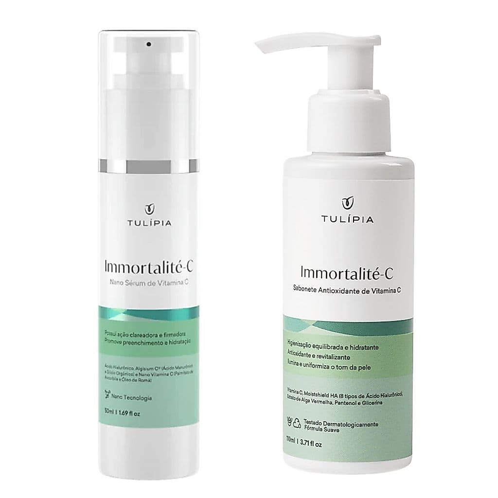 Kit Vitamina C Tulípia Sabonete Facial Sérum Immortalité Luminosidade e Antissinais
