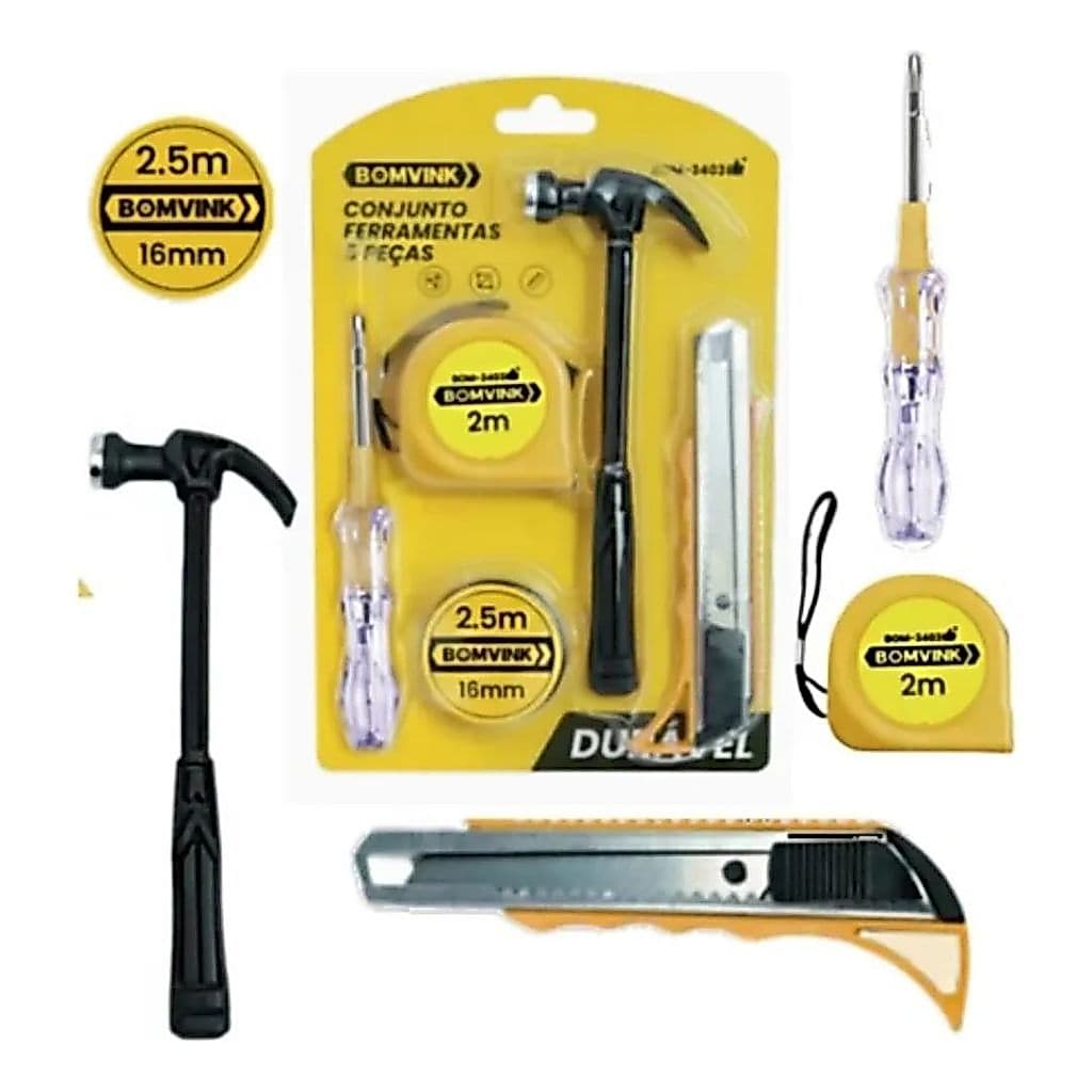 Kit de Ferramentas Profissional 5 Peças para Pequenos Reparos - Prático e Completo