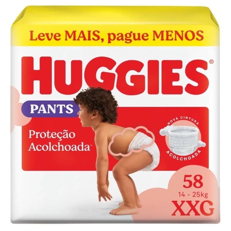 Fralda Huggies Pants proteção acolchoada tamanho XXG com 58 unidades