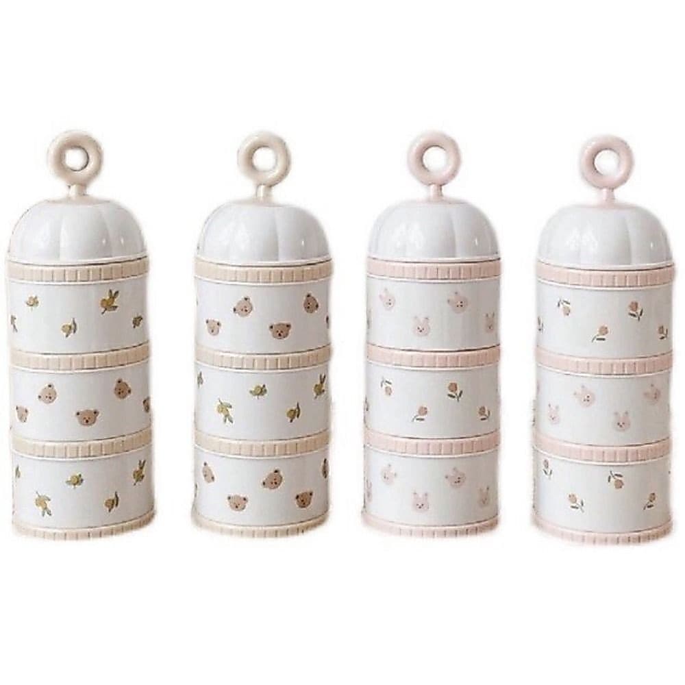 Caixa De Leite Em Pó Para Bebê GIOVANNI , Recipiente De Lanche Infantil De 3 Camadas De Urso De Desenho Animado , Empilh
