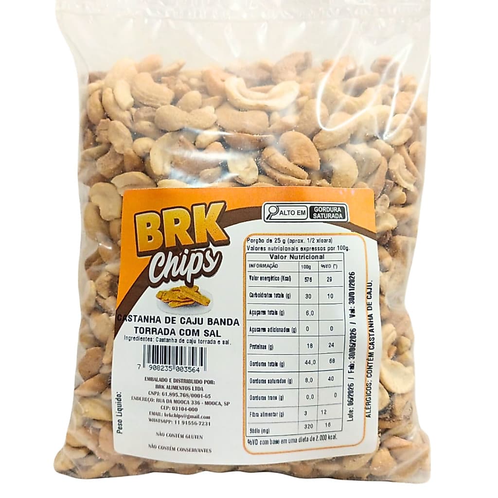 Castanha de Caju em Banda Torrada | Snack Saudável Natural | BRK Chips