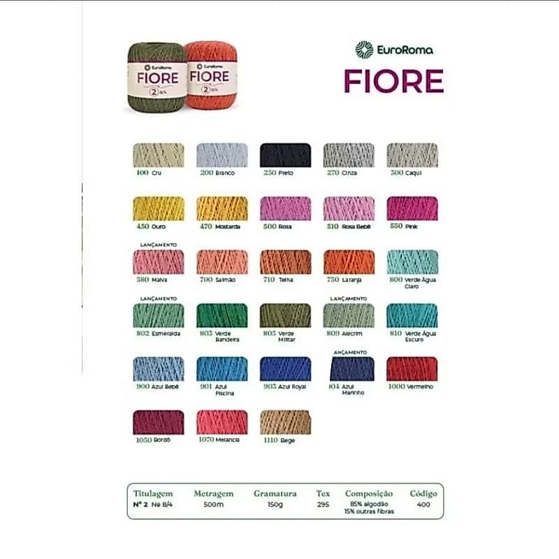 Kit linhas Fiore n°02 Euroroma - Crochê/ Tricô/ Amigurumi - PODE ESCOLHER AS CORES