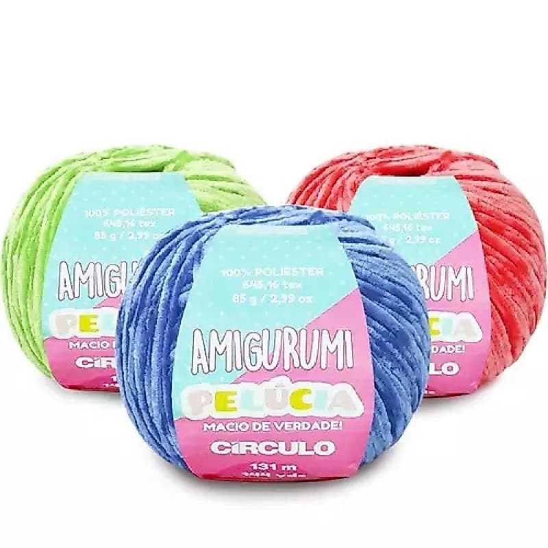 Kit com 3 unidades Amigurumi Pelúcia Circulo 131 Metros Crochê e Tricô