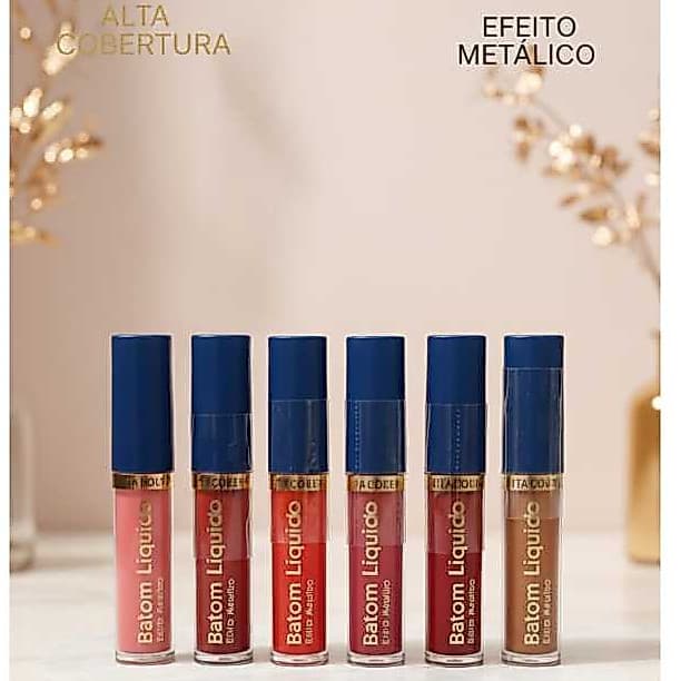 Batom Liquido Efeito Metálico Metalizado Alta Cobertura Longa Duração Efeito Matte - Kyrav