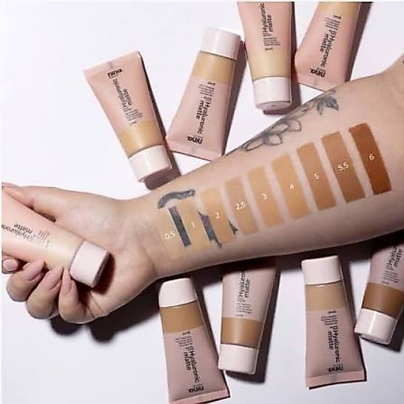 Base Líquida Hyaluronic matte, longa duração, a prova d'água - Nina Makeup